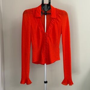 Anthropologie Vibrant Red Orange Knit Top